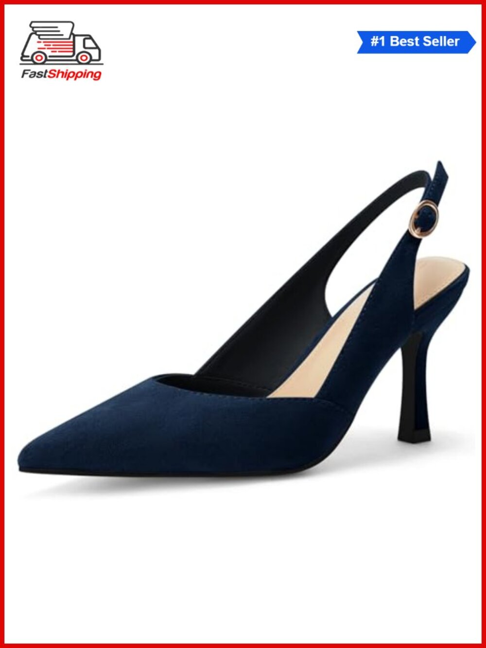 ✨ Slingback Kitten Heels Faux Leather Pointed Toe Dress Pumps Wedding Party